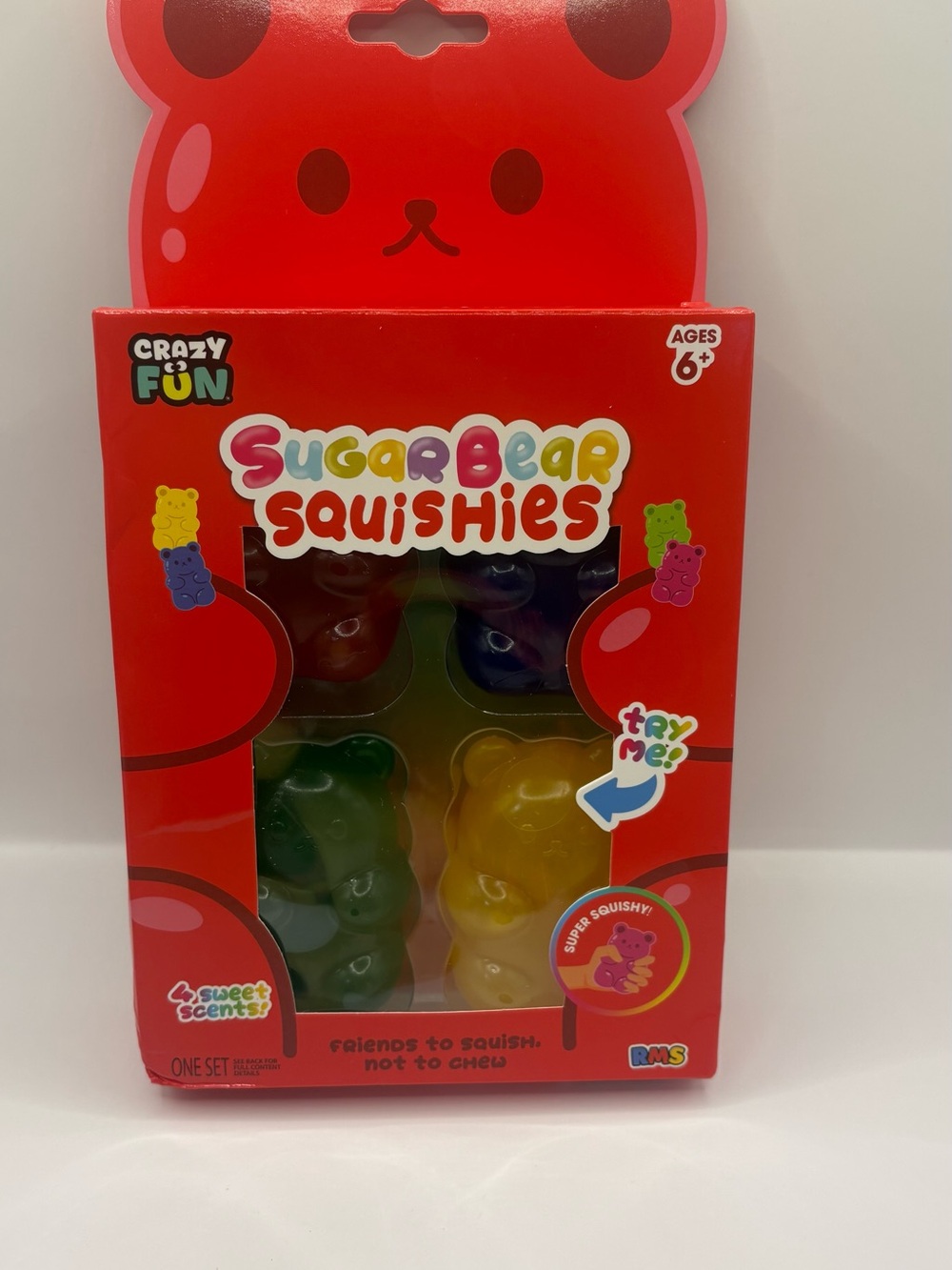 Crazy Fun Original RMS Sugar Bear Squishies 4 Pack Set Friends to Squish